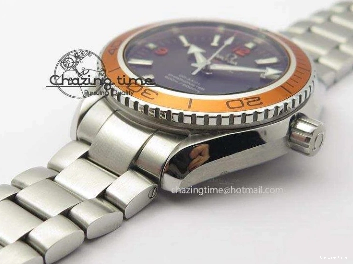 0820 FlexibleFit Planet Ocean SS Bp Maker 45mm Orange Bezel On SS Bracelet A 8216